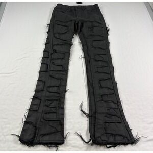 Rockstar Original Jeans Men Size 30 (Fits 28x34) Black Stacked Flare Grunge Slim